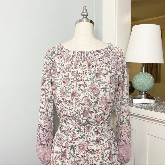 LOVESTITCH Pink Floral Ruffle Off-Shoulder Boho Mini Dress Small Nwt - Picture 11 of 14
